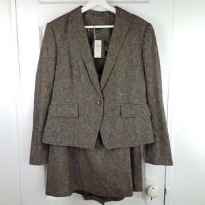 Ann Taylor | Brown Tweed Wool Blend Skirt Suit 14